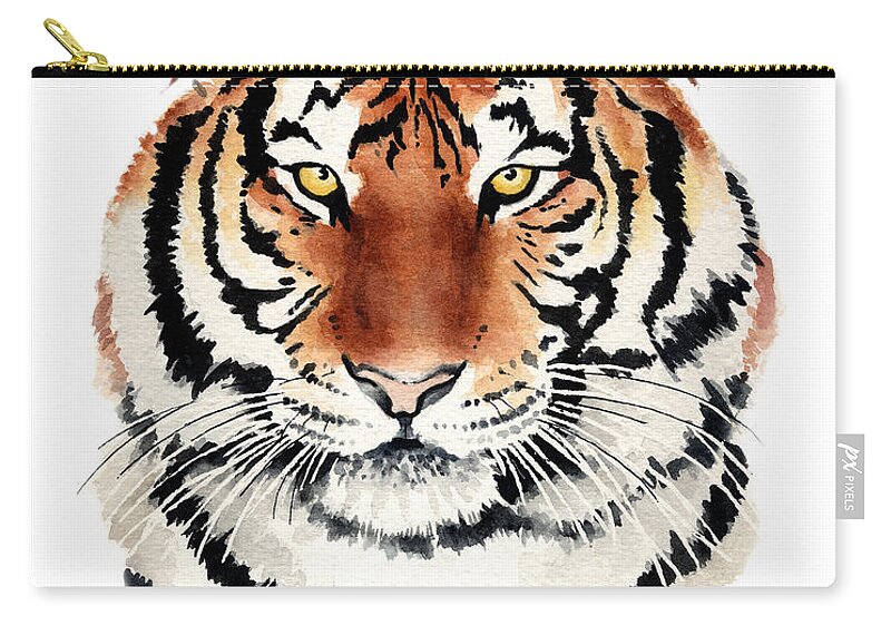 Bengal Zip Pouch featuring the painting Bengal Tiger by David Rogers