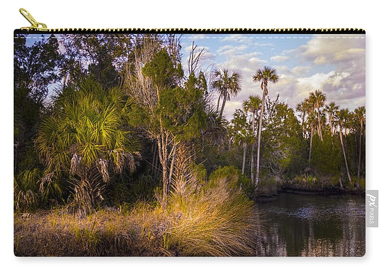 Pine Island Zip Pouch featuring the photograph Bent Stream by Marvin Spates