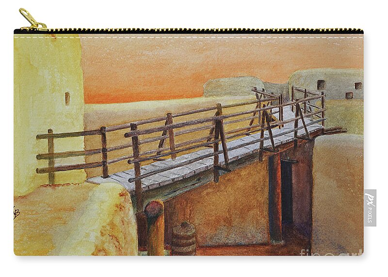 Bent's Fort Carry-all Pouch featuring the painting Bent's Old Fort by Karen Fleschler