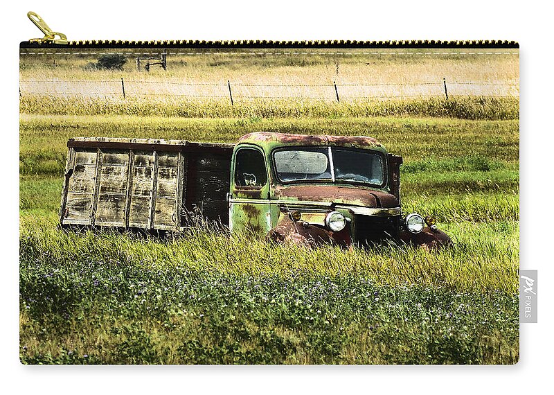 Truck Zip Pouch featuring the photograph Bereft in a field by Jeff Swan