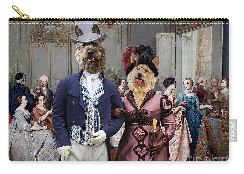 Berger Picard Zip Pouch featuring the painting Berger Picard - Picardy Shepherd Art Canvas Print - Elegant Society by Sandra Sij