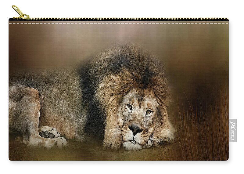 Lion Zip Pouch featuring the photograph Beside Still Waters by TnBackroadsPhotos 