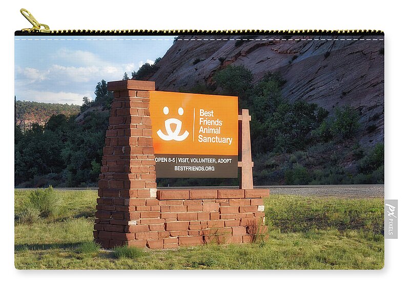 Best Friends Animal Sanctuary Angel Canyon Knob Utah Signage 01 Carry-all  Pouch by Thomas Woolworth - Fine Art America
