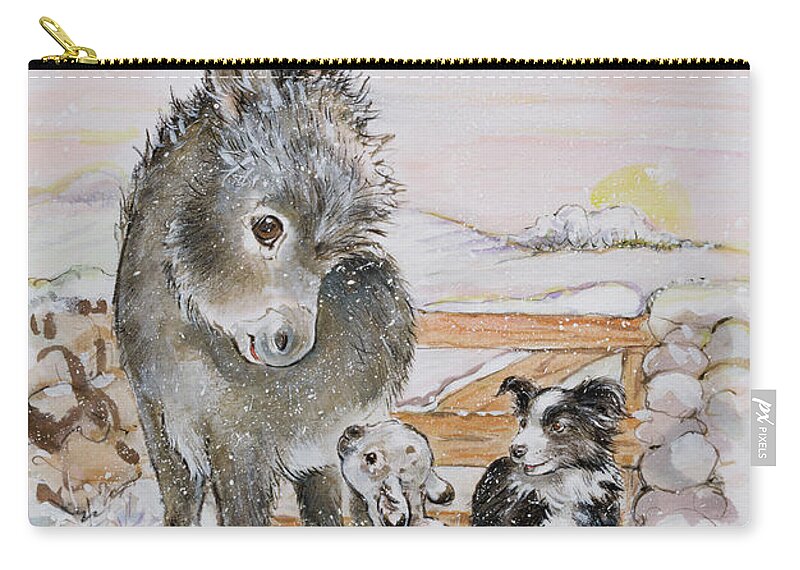Snow Zip Pouch featuring the painting Best Friends by Diane Matthes