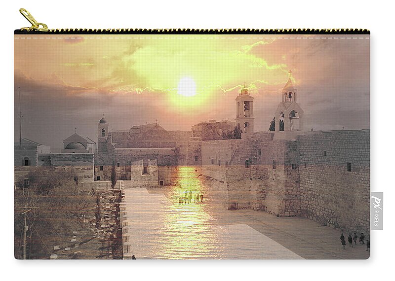 Bethlehem Zip Pouch featuring the photograph Bethlehem Sunrise 1900 by Munir Alawi