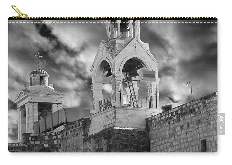 Bethlehem Zip Pouch featuring the photograph Bethlehem with Cloudy Sky by Munir Alawi