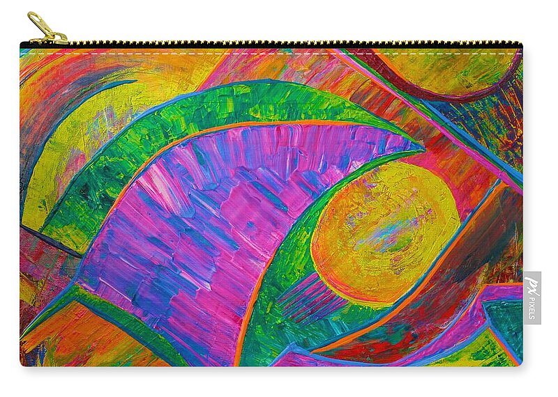  Zip Pouch featuring the painting Between a Rock and a Hard Place by Polly Castor