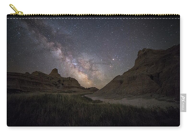 Badlands National Park Zip Pouch featuring the photograph Between by Aaron J Groen
