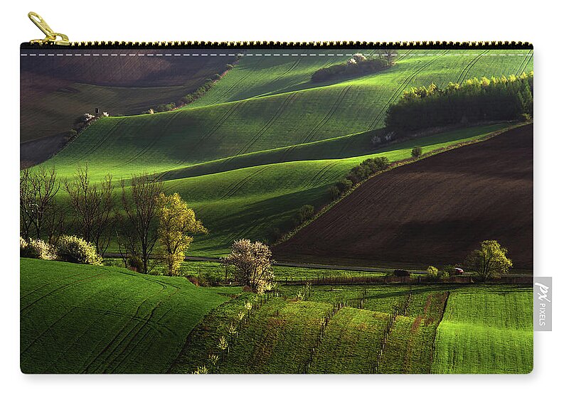 Jenny Rainbow Fine Art Photography Zip Pouch featuring the photograph Between Green Waves by Jenny Rainbow