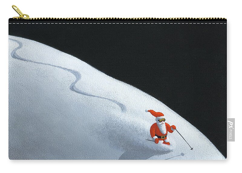 Santa Zip Pouch featuring the painting Between Stops by Chris Miles