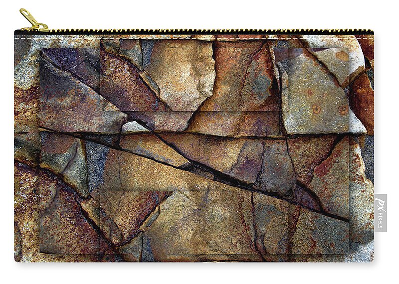 Bold Zip Pouch featuring the mixed media Between Tides 17 by Carol Leigh