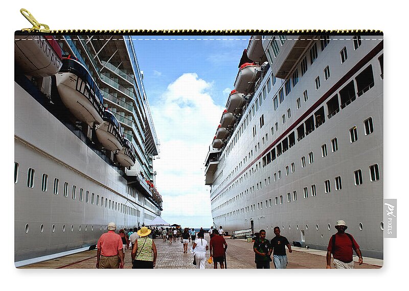 Carnival Zip Pouch featuring the photograph Beween Two Ships by Thomas Marchessault