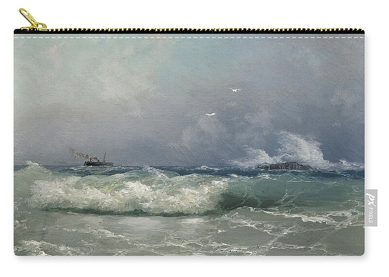 Ivan Konstantinovich Aivazovsky Zip Pouch featuring the painting Biarritz by Ivan Konstantinovich Aivazovsky