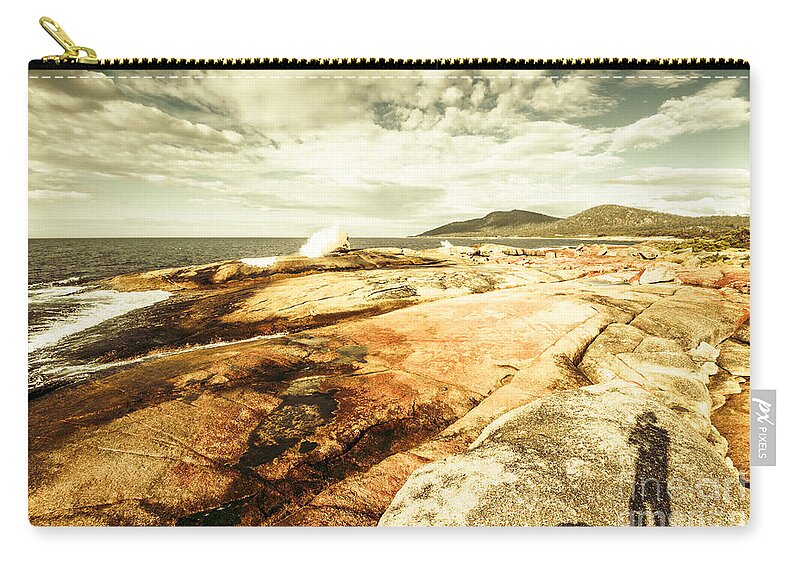 Tasmania Zip Pouch featuring the photograph Bicheno Blowhole tourist by Jorgo Photography