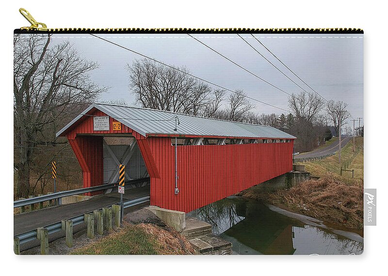  Zip Pouch featuring the photograph Bickham Covered Bridge by Brian Jones