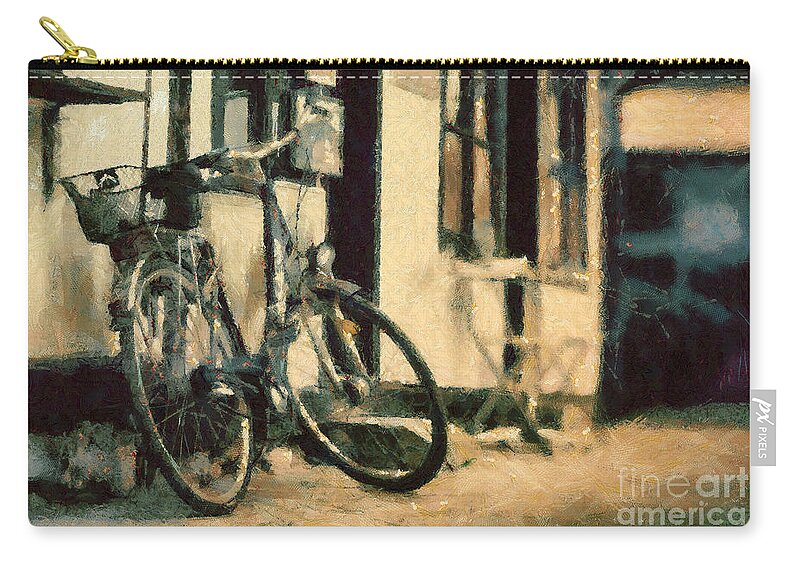 Painting Zip Pouch featuring the painting Bicycle by Dimitar Hristov