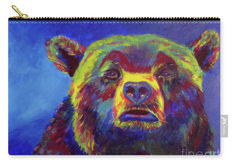 Bear Zip Pouch featuring the painting Big Bear by Sara Becker