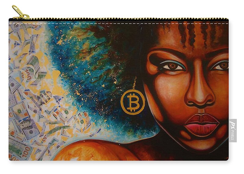 Black Art Zip Pouch featuring the painting Big Coin by Emery Franklin