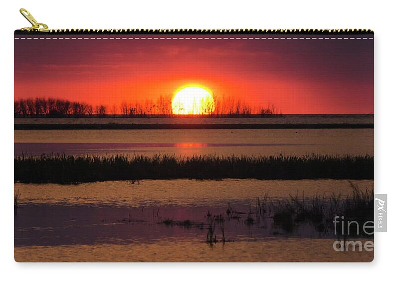 Quill Lake Zip Pouch featuring the photograph Big Quill Lake Sunset by Bob Christopher