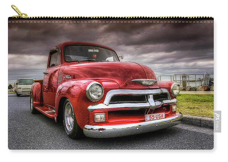 Chevrolet Pickup Carry-all Pouch featuring the digital art Big red 55 by Kevin Chippindall