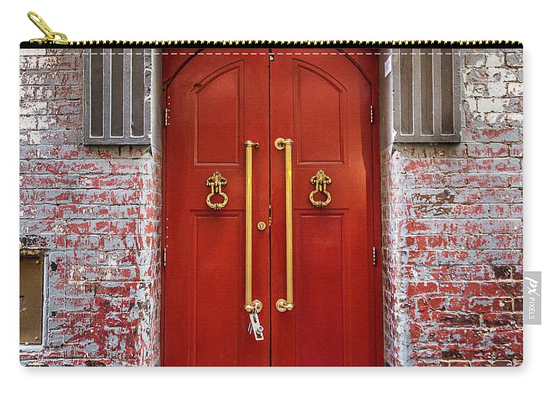 Doors Zip Pouch featuring the photograph Big Red Doors by Perry Webster