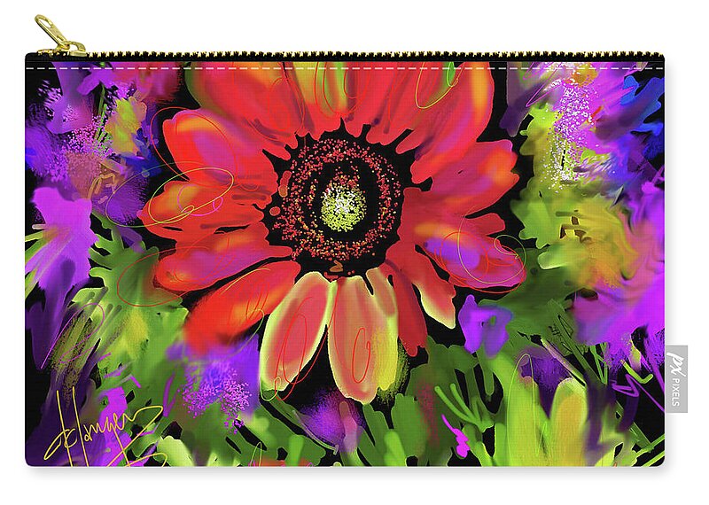 Dc Langer Zip Pouch featuring the painting Big Red Flower by DC Langer