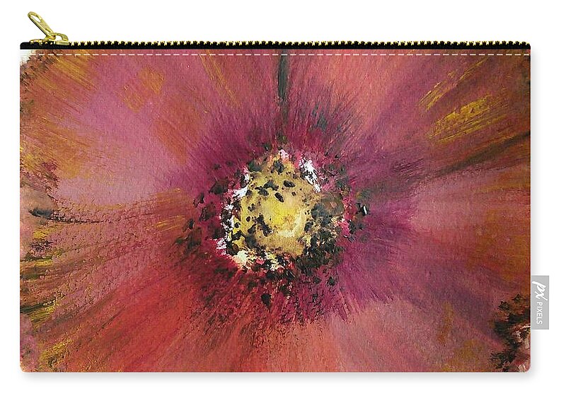 Big Flower Zip Pouch featuring the painting Big Red Flower by Susan Nielsen