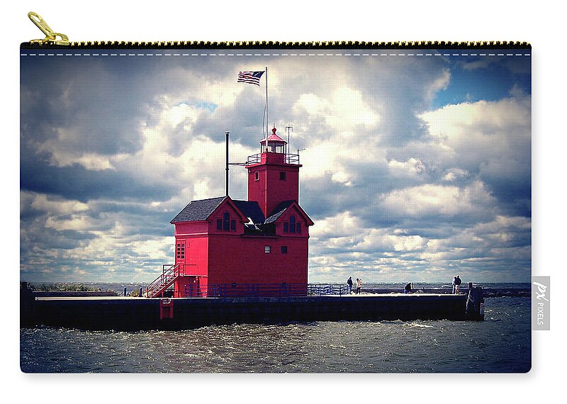 Lake Michigan Carry-all Pouch featuring the photograph Big Red Lighthouse by Phil Perkins