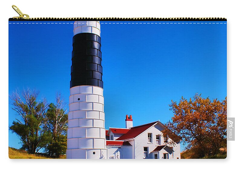 Beach Zip Pouch featuring the photograph Big Sable Point Lighthouse by Nick Zelinsky Jr