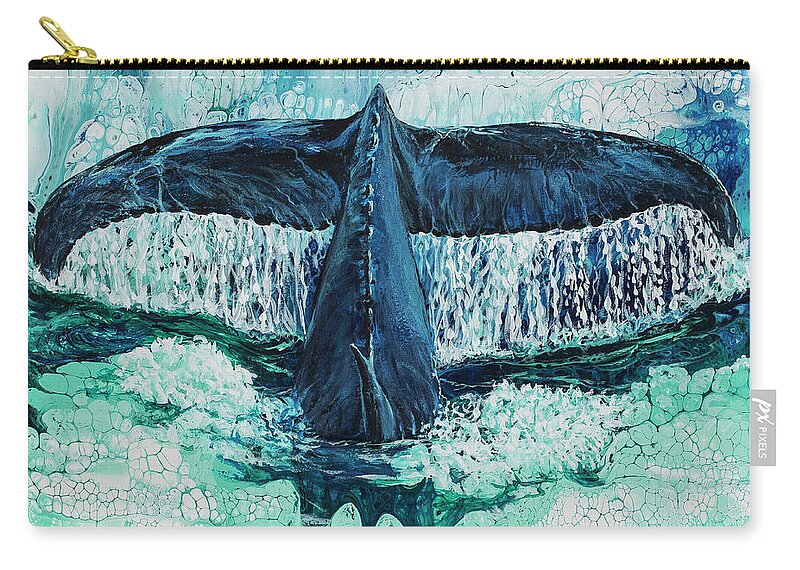 Whale Zip Pouch featuring the painting Big Splash On Maui by Darice Machel McGuire