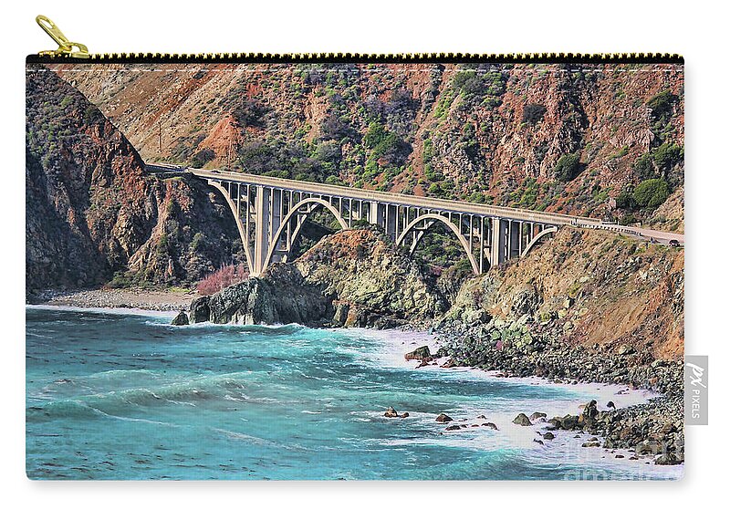 California Zip Pouch featuring the photograph Big Sur Pacific Ocean Bixby Bridge by Chuck Kuhn