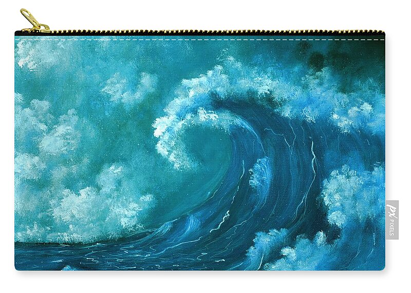Water Zip Pouch featuring the painting Big Wave by Anastasiya Malakhova