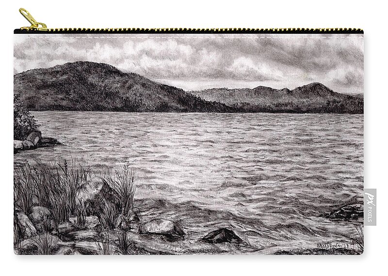 Lake Zip Pouch featuring the drawing Big Wood Lake by Shana Rowe Jackson