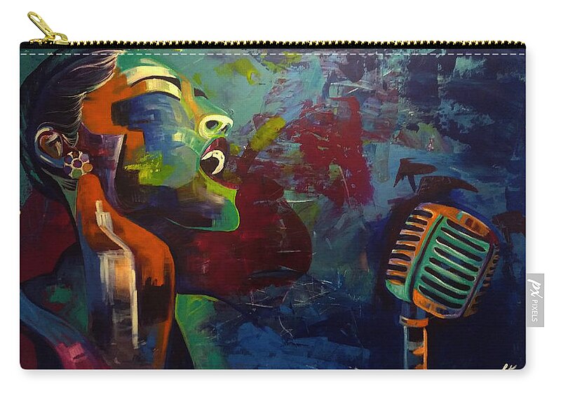 Billie Holiday Zip Pouch featuring the painting Billie Revisited by Femme Blaicasso