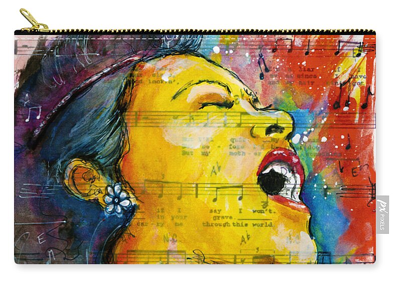 Jazz Zip Pouch featuring the digital art Billie's Blues by Howard Barry