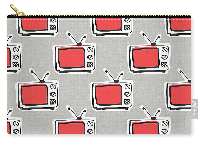 Tv Carry-all Pouch featuring the digital art Binge Watching- Art by Linda Woods by Linda Woods