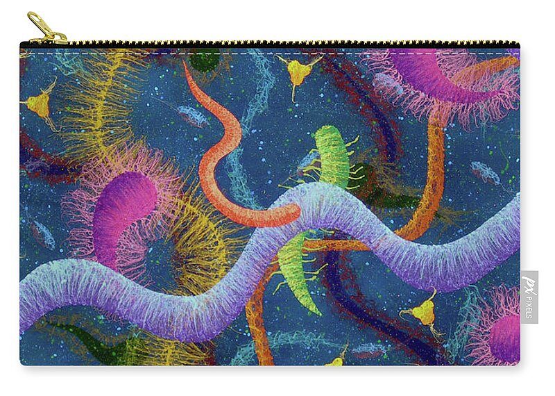 Color Zip Pouch featuring the painting Biolog Study Number Three by Stephen Mauldin