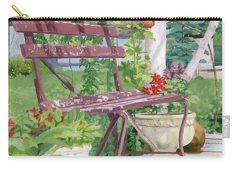 Landscape Zip Pouch featuring the painting Birch Bark Book Shop by Lynne Reichhart