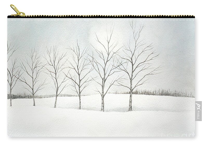 Birch Carry-all Pouch featuring the painting Birch Trees Under the Winter Sun by Christopher Shellhammer