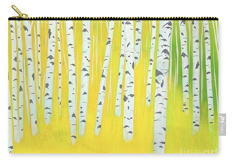 Birch Woods Zip Pouch featuring the painting Birch Woods by Wonju Hulse