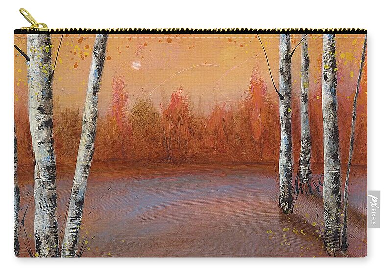 Acrylic Carry-all Pouch featuring the painting Birches In The Fall by Brenda O'Quin