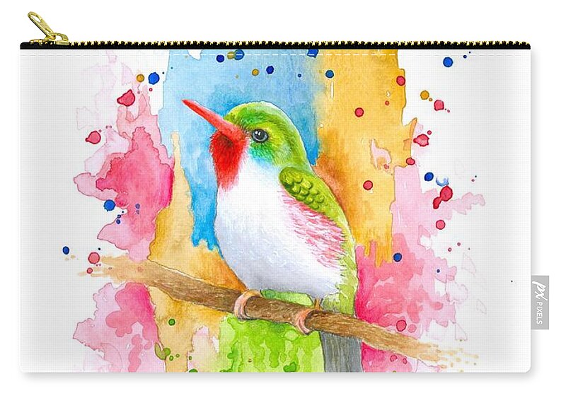 Bird Zip Pouch featuring the painting Bird 72 by Lucie Dumas