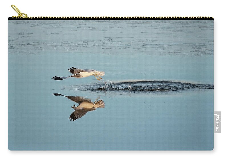 Bird Zip Pouch featuring the photograph Bird Catching Fish for Breakfast by Catherine Lau