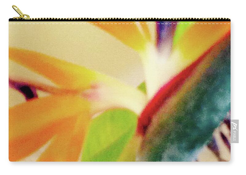 Flowers Of Aloha Birds Of Paradise Orange Flower Power Zip Pouch featuring the photograph Birds Bromeliads Halyconia 2 by Joalene Young