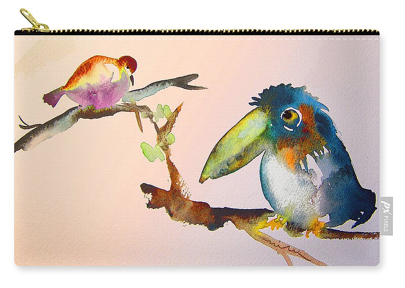 Watercolour Zip Pouch featuring the painting Birds in Love by Miki De Goodaboom