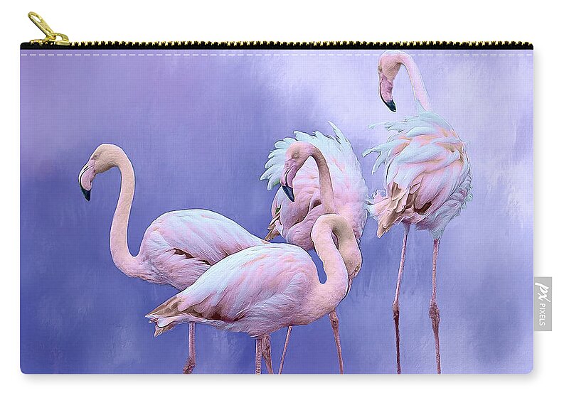 Flamingos Zip Pouch featuring the photograph Birds of a feather by Brian Tarr