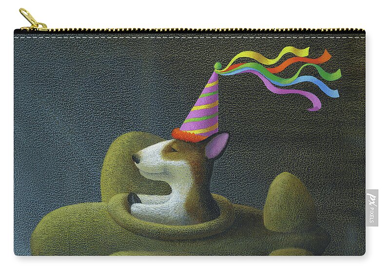 Birthday Zip Pouch featuring the painting Birthday Hat by Chris Miles