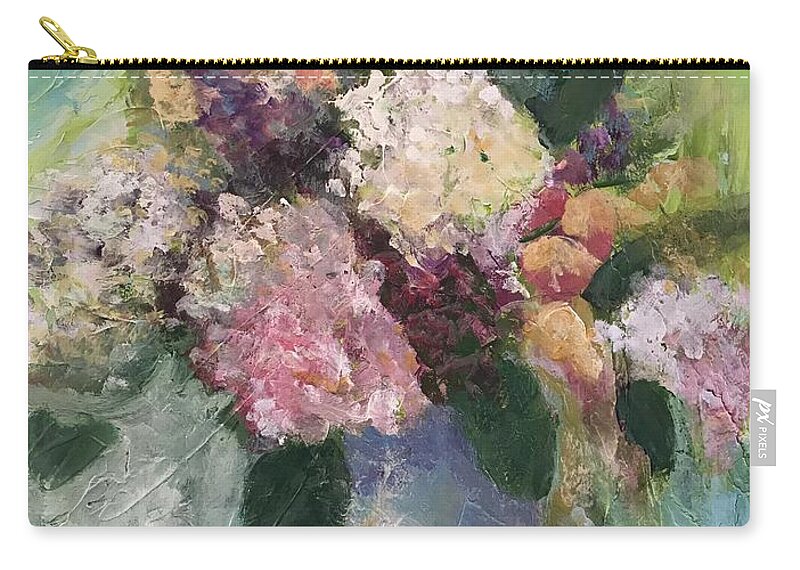 Hydrangeas Zip Pouch featuring the painting Birthday Surprise by Gloria Smith
