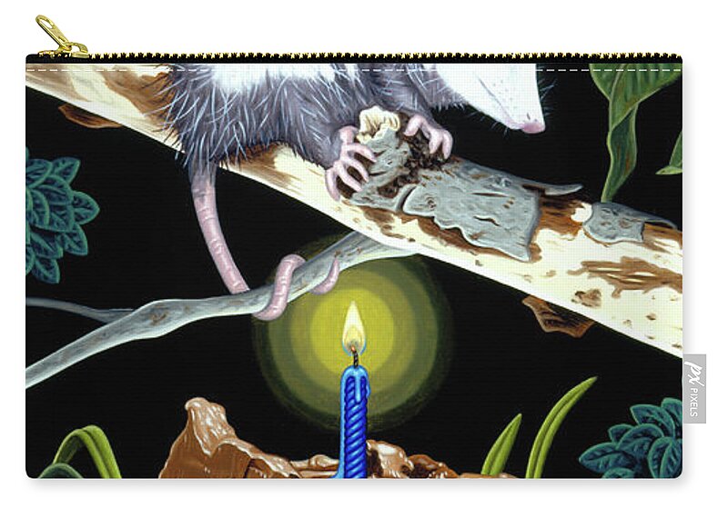 Opossum Carry-all Pouch featuring the painting Birthday Surprise by Paxton Mobley