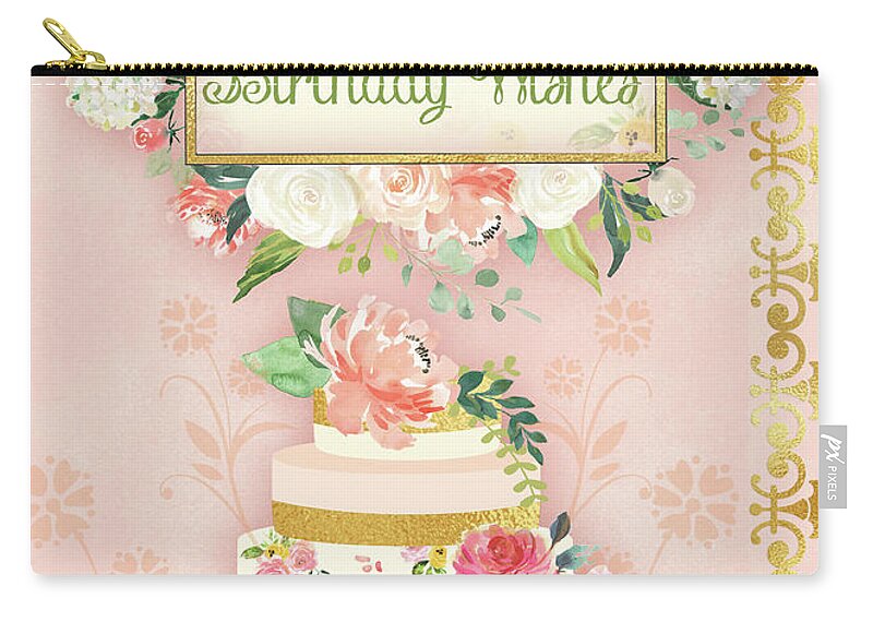 Greeting Zip Pouch featuring the painting Birthday Wishes Greeting Card by Jean Plout